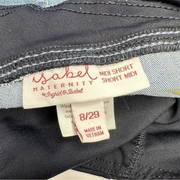 Isabel Maternity Midi Short Distressed Blue Denim Shorts Size 8/29 - Picture 8 of 8